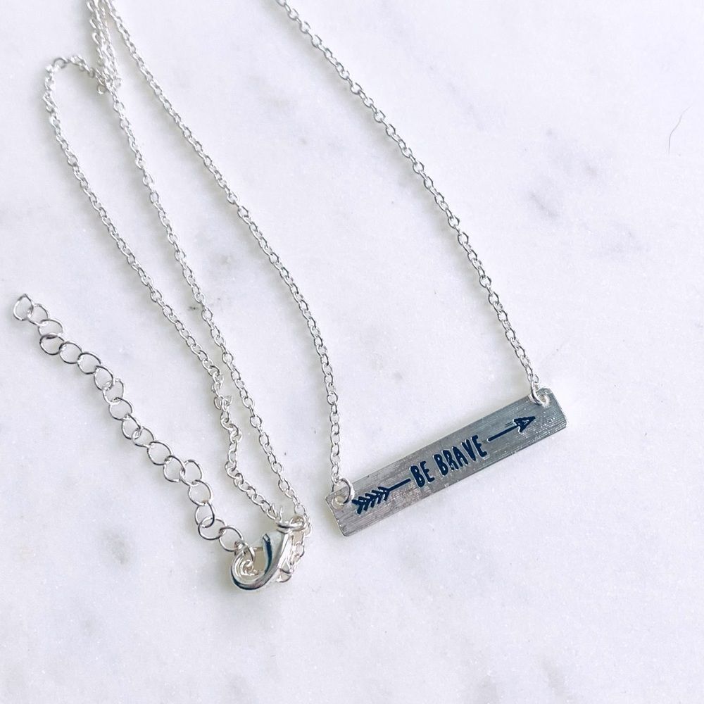 Bar Necklace Jewelry Silver Be Brave Women Arrow